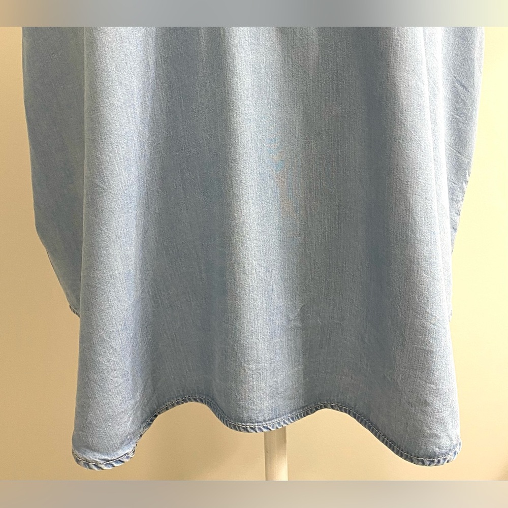 GAP Womens L Solid Blue Oversized Denim Top Boho 90s Minimalism Cottagecore - Picture 3 of 13